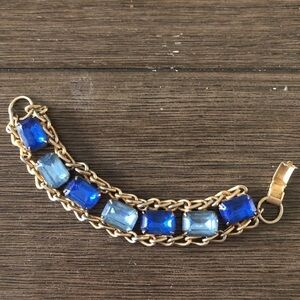 Vintage Gold & blue chain bracelet